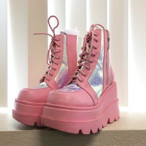 PRE LOVED - Pink Poison Platform Boots PNK/7 - SH266